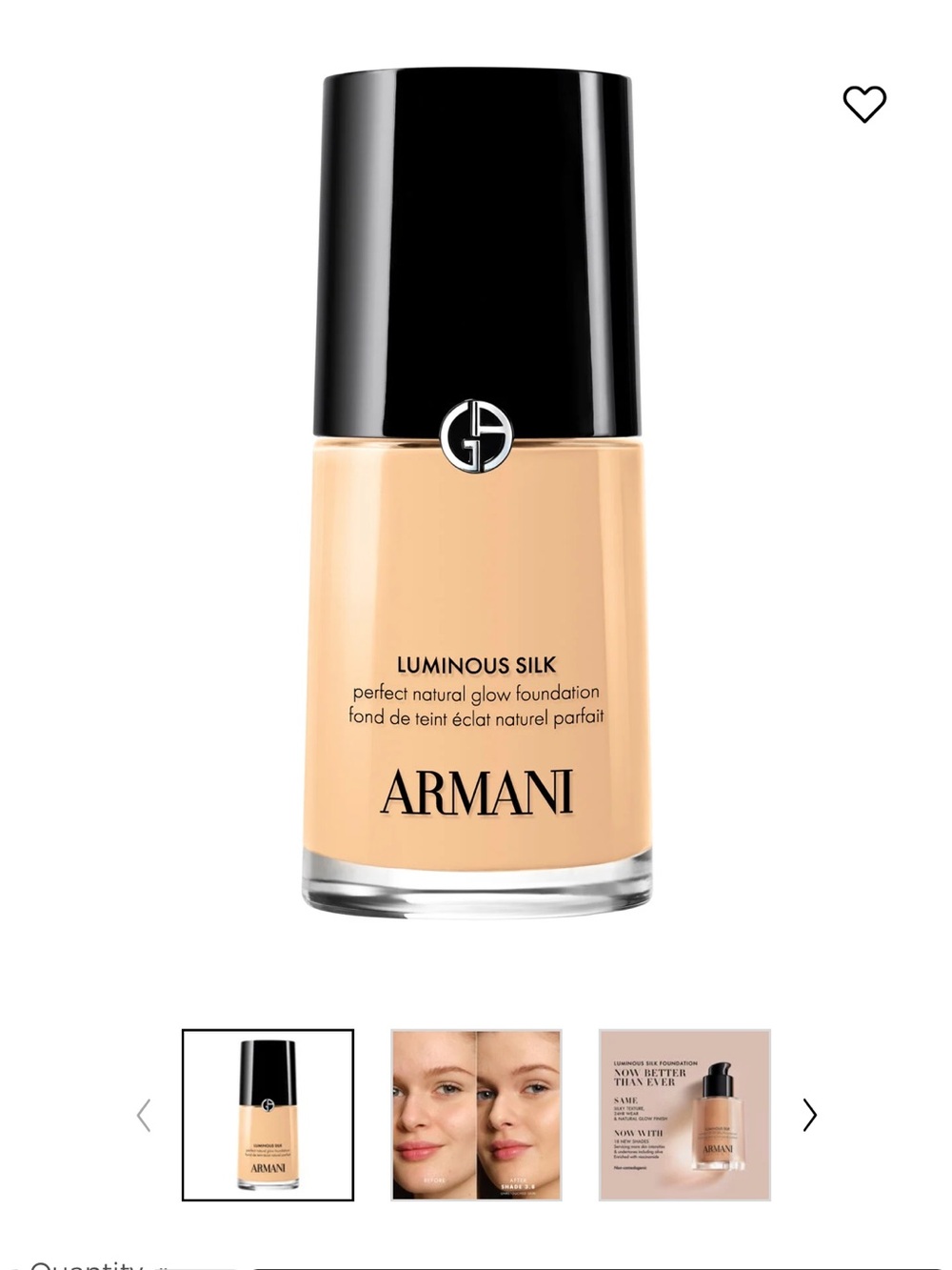 NWT Giorgio Armani Luminous Silk Foundation 3.8 - Warm Peach 30 ml or 1.0 FL oz